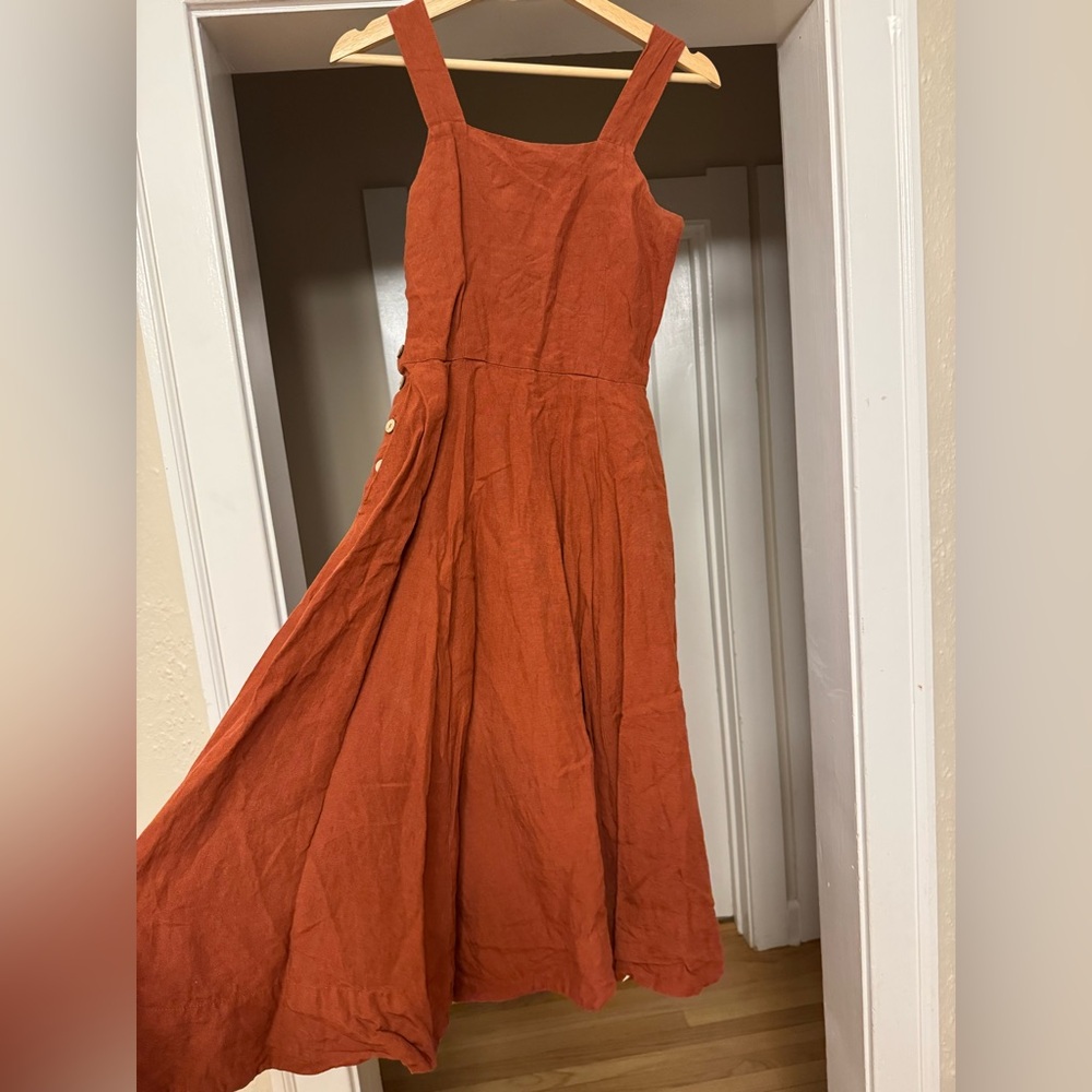 Son de Flor Orange Pinafore linen Sundress